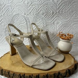 Studio Delman Sandals Snake Print Leather Lace Size 8 M Nude